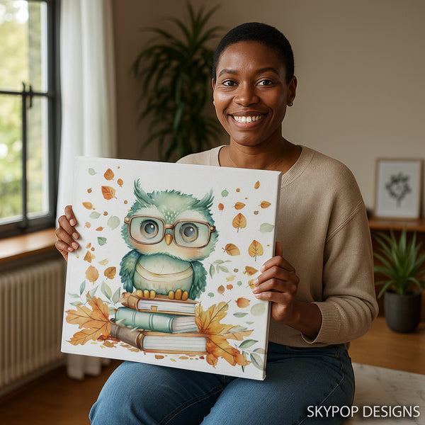 Owl Reading Books Art - View 9