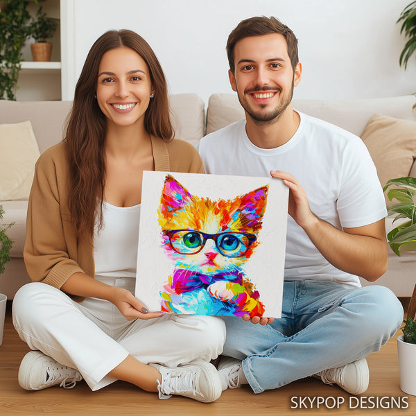 Dapper Cat With Glasses Art - View 9