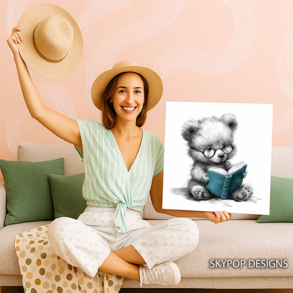 Teddy Bear Reading Book Art - View 9