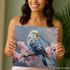 Blue Budgie Cherry Blossom Art - View 9